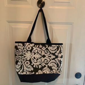 Silver Oak By Sally Spicer Brown and Tan Floral Tote with Black Handles